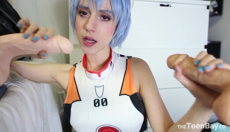 slutty double blowjob w ayanami rei | lana rain