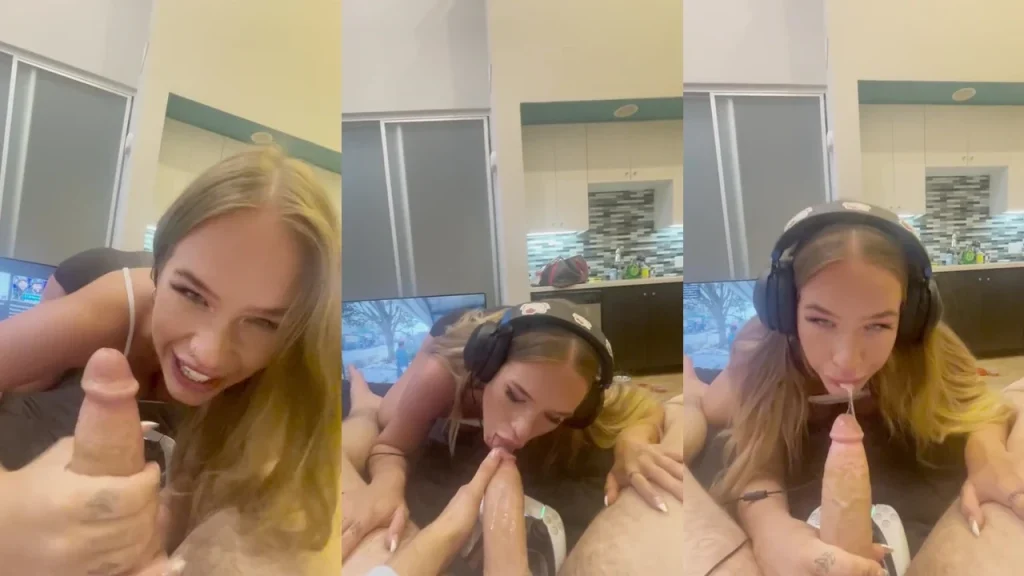 sky bri gamer girl deepthroat and blowjob
